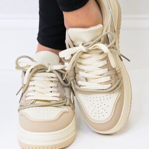 Cream Chunky Platform Sneakers